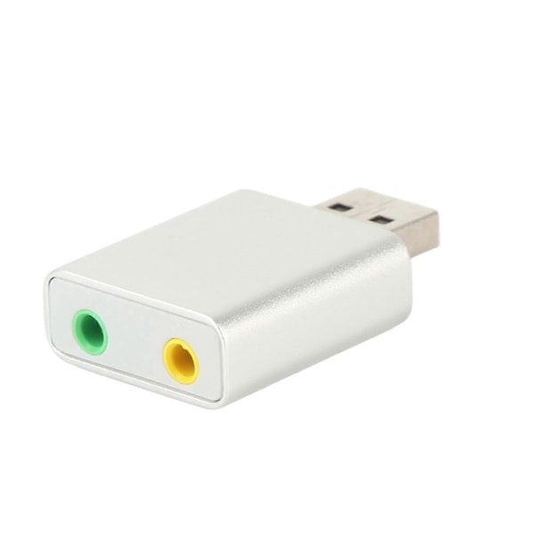 XJ-7.1-kanals ekstern USB 2.0 til 3,5 mm stereo lydkort mikrofonadapter højttaler (sølv)