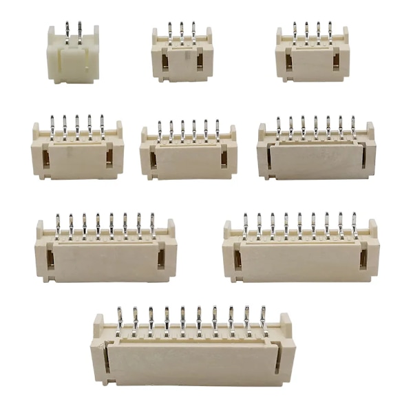 Engros 50/100 stk. PH 2,0 mm 2/3/4/5/6/7/8-ben Pin Header Connector SMD Horisontale Terminaler Wire Socket JST PH2 Konnektorer