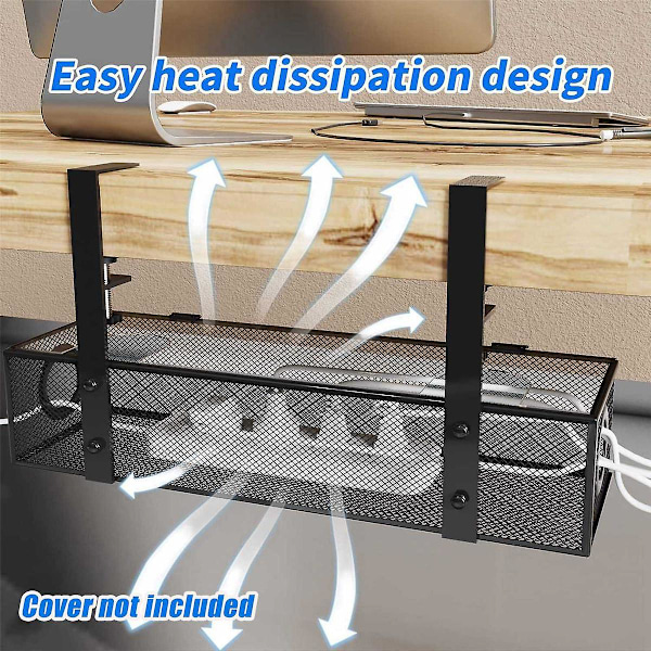 XJ-Under Desk Box Tray Under Skrivebord Kabelhåndteringsboks Klemme Under Bord Ledningsorganisator