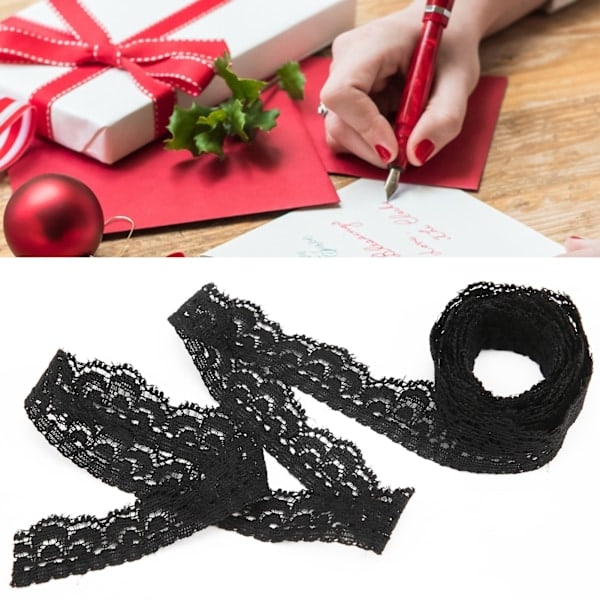 Black Lace Trim 10 Yards 1.5cm Width Stretchy Elastic Comfortable Floral Pattern Lace Edging for Embellishments Sewing DIY