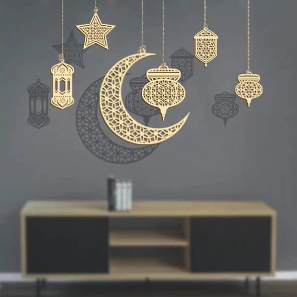 9 st Eid Mubarak Ramadan Dekorationer