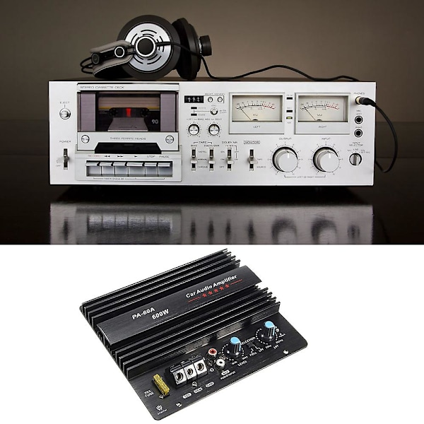 XJ-12v 600w Bilforstærkerkort Pa-60a Subwoofer Kredsløbsmodul Bil Effektforstærker, sort