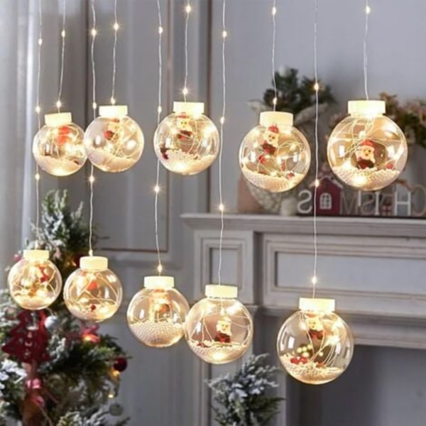 Jul LED Önskekula Ljusslinga, 10 Santa/Snögubbe/Julgran Önskekula Ljusslinga (Varmvita Ljus, Santa)