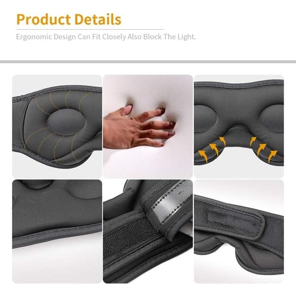XJ-3D Memory Foam Sovemaske med Bluetooth Hovedtelefoner og Timer | Luksus Sovehovedtelefoner Sort