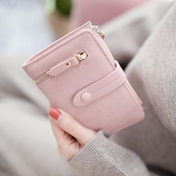 Plånbok Dam PU Läder Tri-Fold Slim Kortfodral Liten Myntbörs för Affärsresor Kontor Utomhus (Svart)