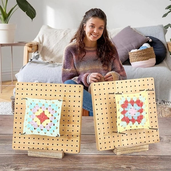 Blockeringsbräda, blockeringsbrädor för virkning, rutor blockeringsbräda för stickning och virkprojekt Handgjord stickning med stickbas i trä
