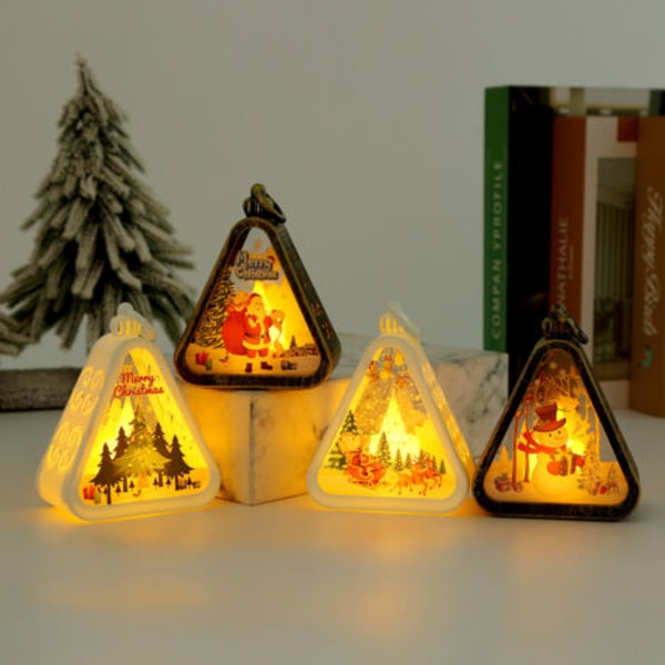 Retro juledekorasjonsnattlampe, lysende gave, skrivebordstilbehør, stemningslys (snømann)