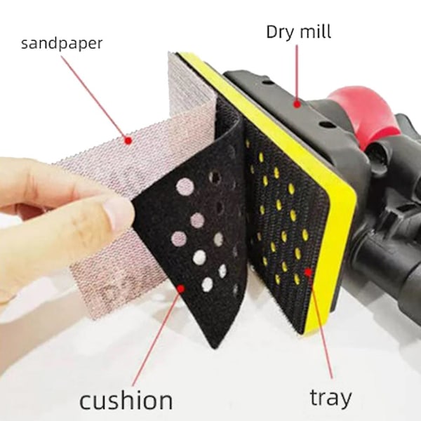 XJ-Torrslipbricka Rektangulär Slipkortschassi Pneumatisk Torrslipskiva Pneumatiskt Sandpapper