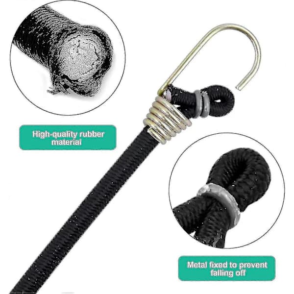 Pakke med 10 elastiske stropper, bagasjestropper med kroker, korte elastiske stropper