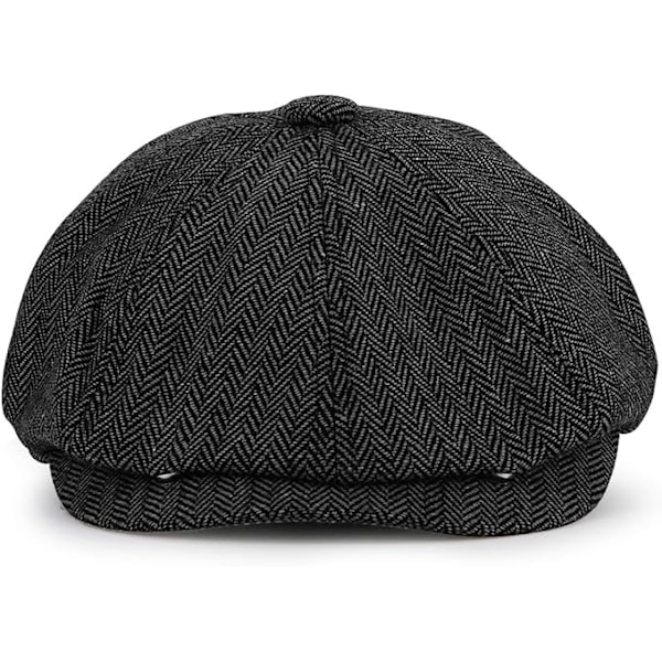 XJ-Baker Boy Hatt 8 Panel Herringbone Tweed Gatsby Hatt Ivy Irish