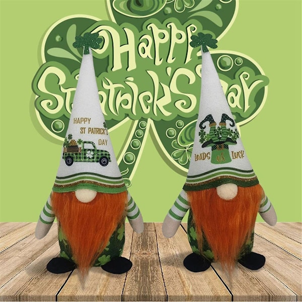 St Patrick's Day Tomte Docka Saint Patricks Grön Ansiktslös Dockdekor Hängande Hemdekoration-b