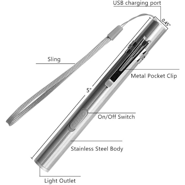 Pennlampor för sjuksköterskor, återanvändbar uppladdningsbar ficklampa, 2-pack LED-pennlampor 2-pack Vit & Gul
