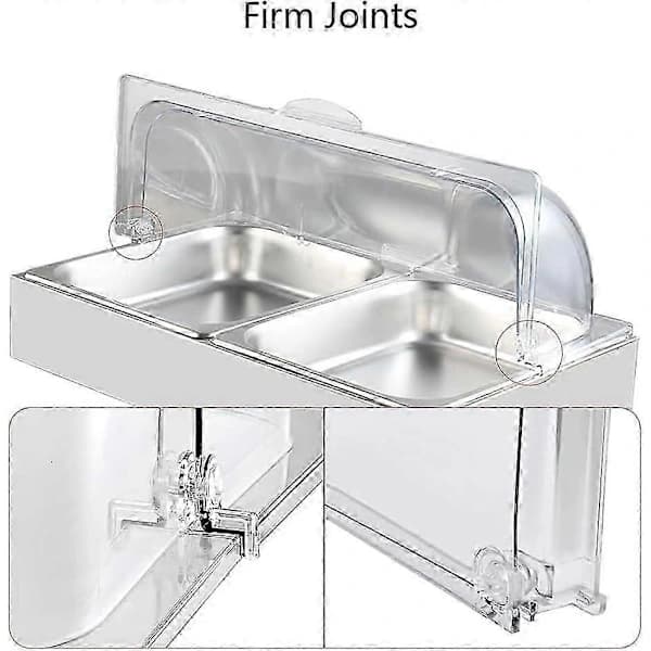 Fullstor Chafing Dish Lås, 2-pakning, Klar Plast Rulltopp Display Lås for Bakeri og Desserter, Rektangulær