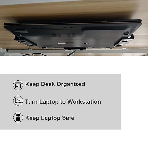 XJ-3 stk. Plast Laptopholder for Under Skrivebord med Skrue, Laptopfeste for Under Skrivebord, Tilleggsutstyr Unde