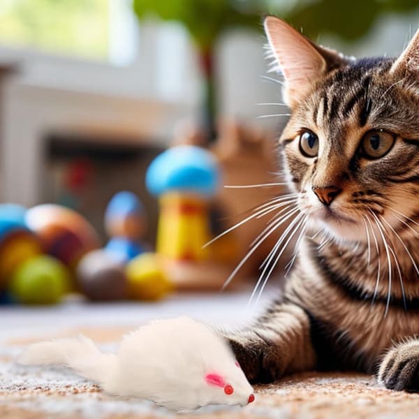 Katte-legetøjsmus sæt med 10 store, bløde, plysjagtlegetøj til katte og killinger 17 cm hvid og grå