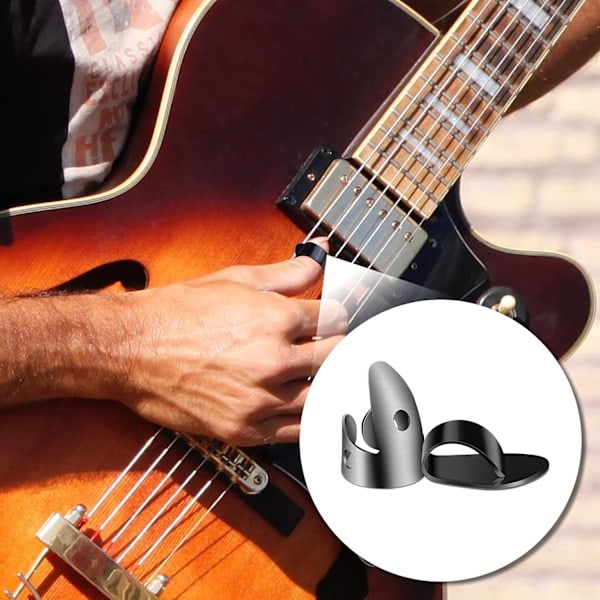 12-delars justerbart fingerplektrum och tumplektrum-set inkluderar 8 silverfärgade fingerplektrum i rostfritt stål och 4 tumplektrum i plast för gitarr, banjo, ha...