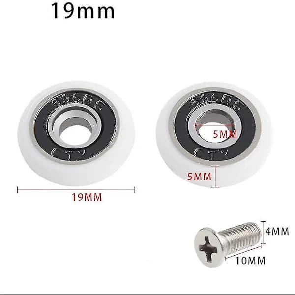 Sett med 8 erstatningshjul for dusjdører med 19 mm diameter [ca]