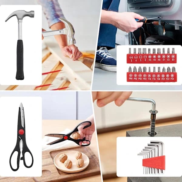 39 Piece Tool Set, Portable Tool Box, DIY Kit Suitable for Household Repairs, Assembly, Maintenance, Red