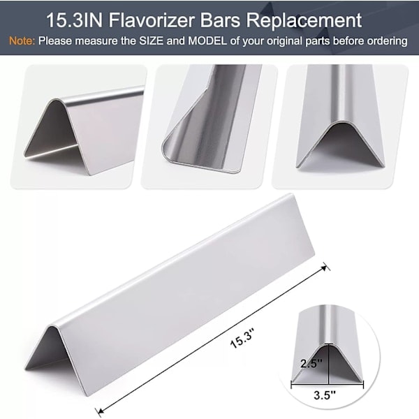3 stk 15,3 tommer Holdbare Flavorizer Bars For Weber Spirit E-310 E-330, Spirit 300-serien (frontmontert kontroll) Grilldeler, Rustfritt stål