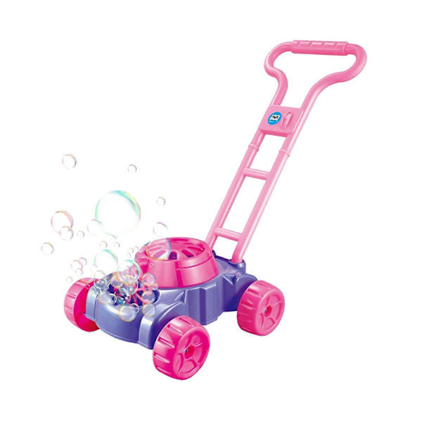 Rosa och Lila Gräsklippare för Småbarn | Elektronisk Bubbelmaskin | Bubbelblåsande Skjutleksaker för Barn | Bubbellösning Ingår | Jul 118ml A