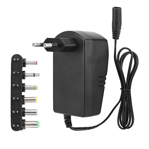 XJ-Universal 30W 3V-12V Justerbar Spændingsstrømadapter Med 6 Stik (EU-stik 100-240V)
