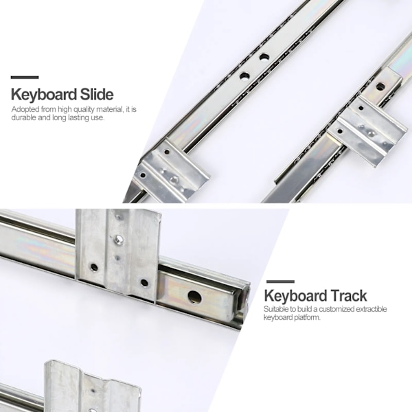 Skrivebordskeyboard Skuffe Skinne Skrivebord Bakke Glideskinne Justerbar Stål Sidemontering Passer Under Skrivebord Computer Glideskinne