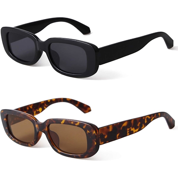 XJ-Retro Rektangulære Solbriller Kvinder og Mænd Vintage Små Firkantede Solbriller UV-beskyttelse Glasse