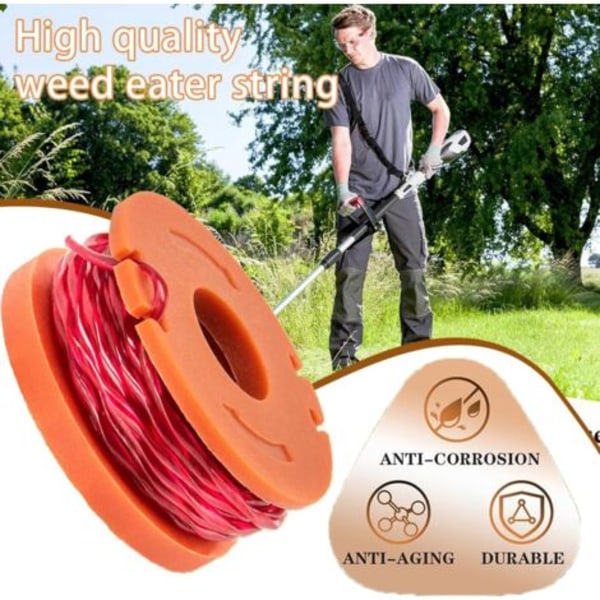 4 ruller, Ø 1,65 mm 3 m, kompatibel med Worx 20V græstrimmere WG180 / WG163 / WG175, reservespole