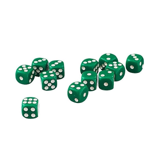 50 st 12 mm Opaka D6 Sexsidiga Pricktärningar Set för Tärningsspel D&D RPG Grön