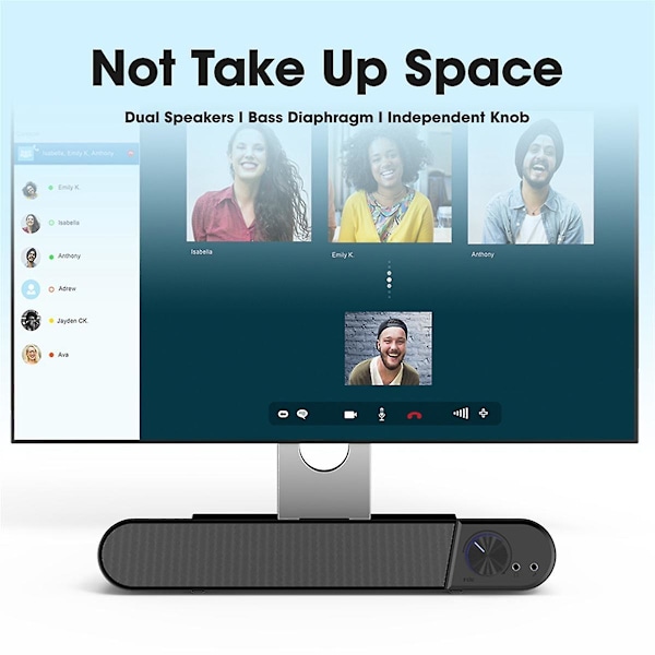 XJ-Kablet Computerhøjttaler USB-Soundbar med Mikrofon Stereo Lydhøjttaler til Laptop Desktop