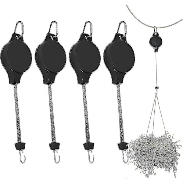 4-pack Växtrulle Infällbar Växtkrok Rulle Justerbar Växthängare Hängande Blomkorg