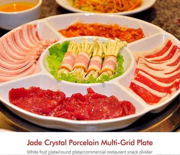 2-pack Snack Plate, 5-Compartment Plastic Plate for Fruit Snacks or Candy - 25 x 3 cm, White