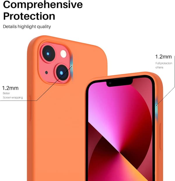 iPhone 13 Case, Liquid Silicone Case for 6.1 inch iPhone 13, Ultra-thin Case, Full Coverage Shockproof Protective Soft Case Orange Orange