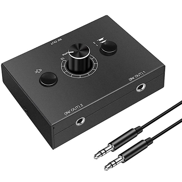 XJ-3.5mm Audio Switcher, 2 Inngang 1 Utgang/1 Inngang 2 Utgang Audio Splitter Switcher, Audio Switcher Boks