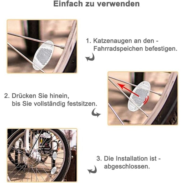 Katteøjne, 4 cykelreflekser, for øget sikkerhed ved natcykling, hvid