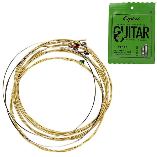 XJ-6st/set Akustisk Gitarrsträng Hexagonal Kärna+8% Full, Ljus Ton & Extra Lätt Extra Lätt Medium