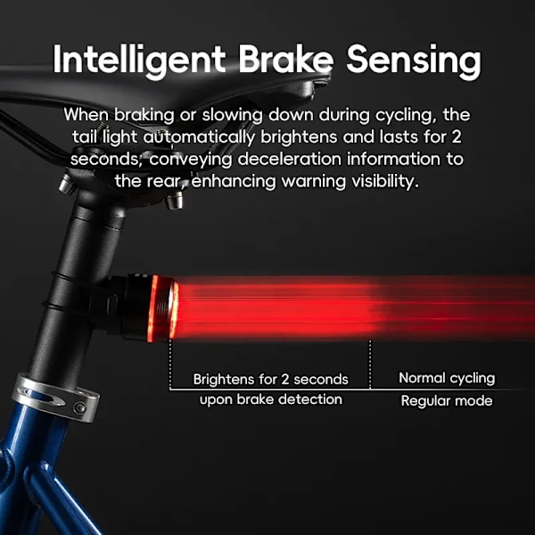 ROCKBROS Cykel Baklampa Smart Broms Bakljus Aluminiumlegering Ljussensor Cykel Baklykta Vattentät MTB Landsvägscykellampa