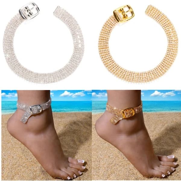 Fotlenke Armbånd Strass Fotlenker SØLV sølv[XJ]