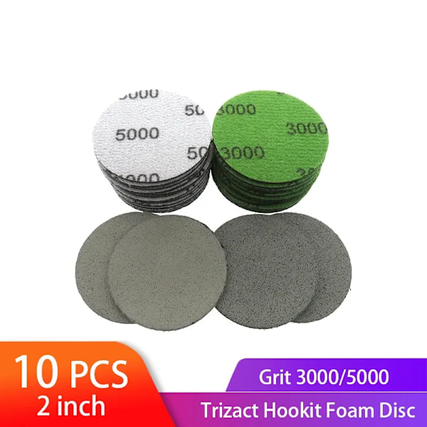 2 tum 50 mm Trizact Hookit Skumrondell Våt & Torr Svampslippapper Rondell 3000/5000 Korn Poleringsbuffert Slippapper Slipverktyg