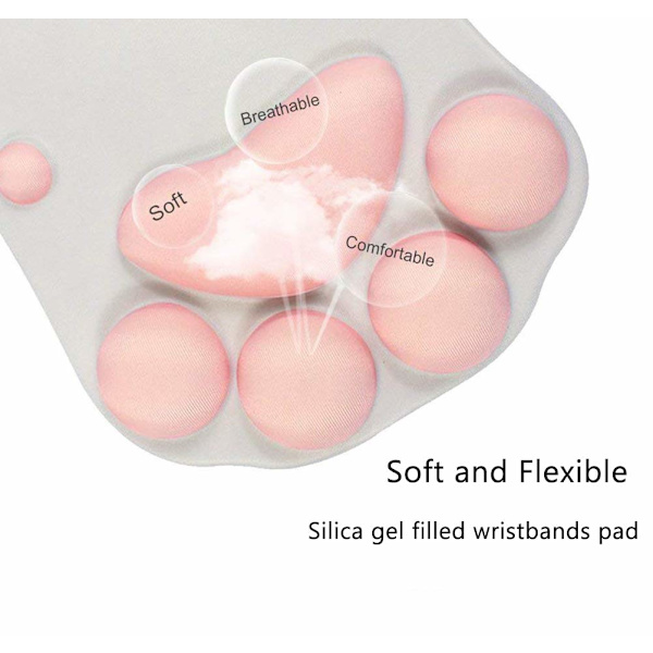 Kattmusematte med håndleddsstøtte, ergonomisk bærbar musematte (rosa)