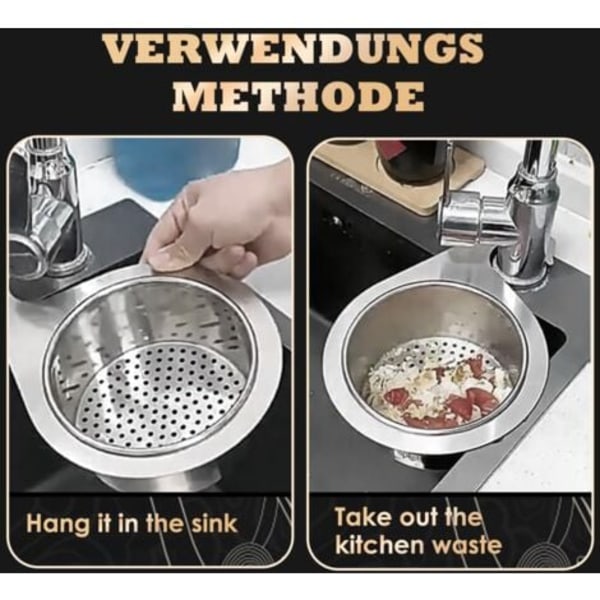 2 STK Rustfrit Stål Svane Vask Si Kurv Svaneformet Filter Kurv Køkkenvask Kurv Multifunktionel Drænkurv til Frugt Grøntsager Affald L