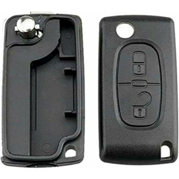 Nøglehus med 2 knapper kompatibelt med CE0523 Klapnøgle til Peugeot 207 307 308 407 408 3008 5008 Citroën C2 C3 C4 C5 C6 C8