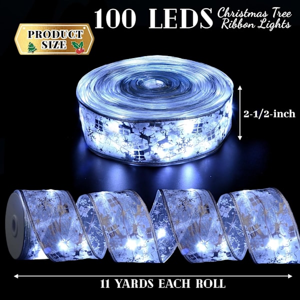 XJ-Juldekorationer, 2,5 tum x 33 fot 100 LED julgransband L