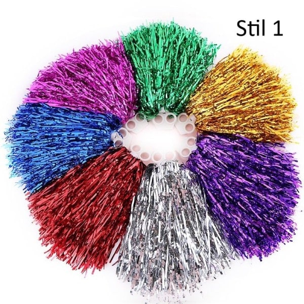 XJ-2 st Cheerleader Pom Poms för Fest, Sport, Spel, Tävling - Silver Stil 2 Blå