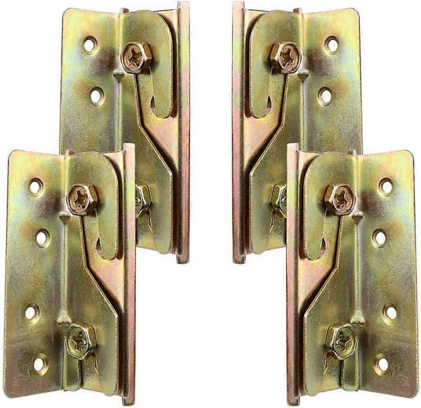 Set of 4 Sturdy, Rust-Proof Bed Rail Brackets Without Holes with Screws