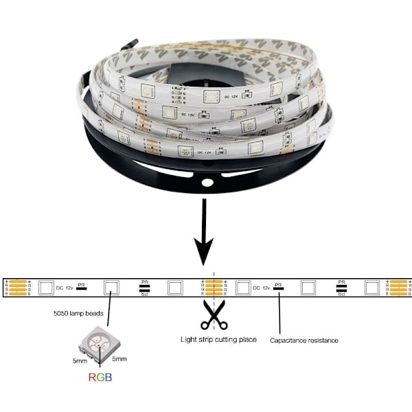 10 Meter - LED-lysslynge med RGB / Lyslenke / LED-strip multicolor