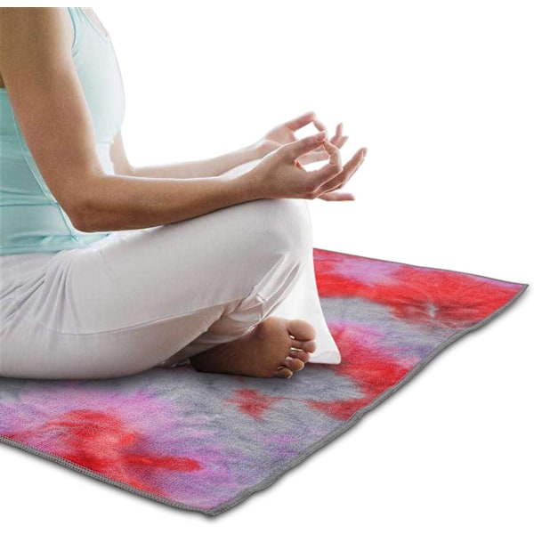 XJ-Yogahåndklæder, skridsikre yogahåndklæder med skridsikker vaffelstruktur, 100 % absorberende lugtfri mikrofiber yogamåtte, 61 cm x 183 cm Pink & Rød