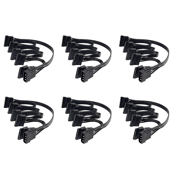 XJ-6x 4-pin Ide Til 5-port Strømforsyningskabel 4-pin Molex Til Multi Sata Port 18awg Ledning Strømkabel Til Ha