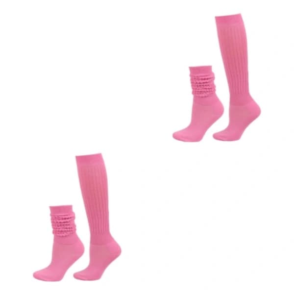 1/2/3/5 2-pack Slitstarka Slouch-strumpor Elasticitet och utsökt Deep Pink 2-set