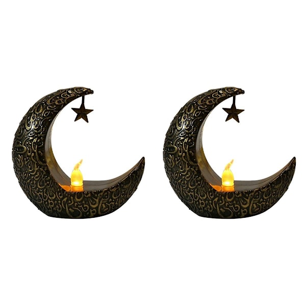 XJ-2kpl Ramadan Koristeet Eid Koristeet Ramadan Kareem Pöytäkoriste Ramadan Lyhdyt (musta+kulta)